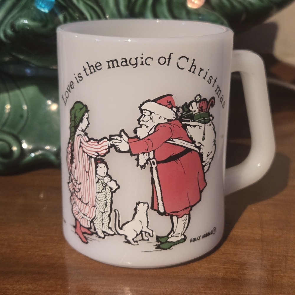 Vintage Federal Glass Holly Hobby  Christmas Mug